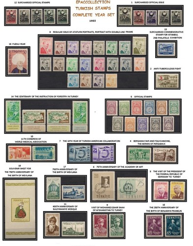 Turkey 1957 complete year set - complete,